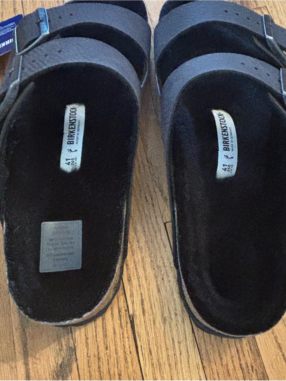 Birkenstock Black Double-Buckle Slide Sandals with Fur - Picture 6 of 9